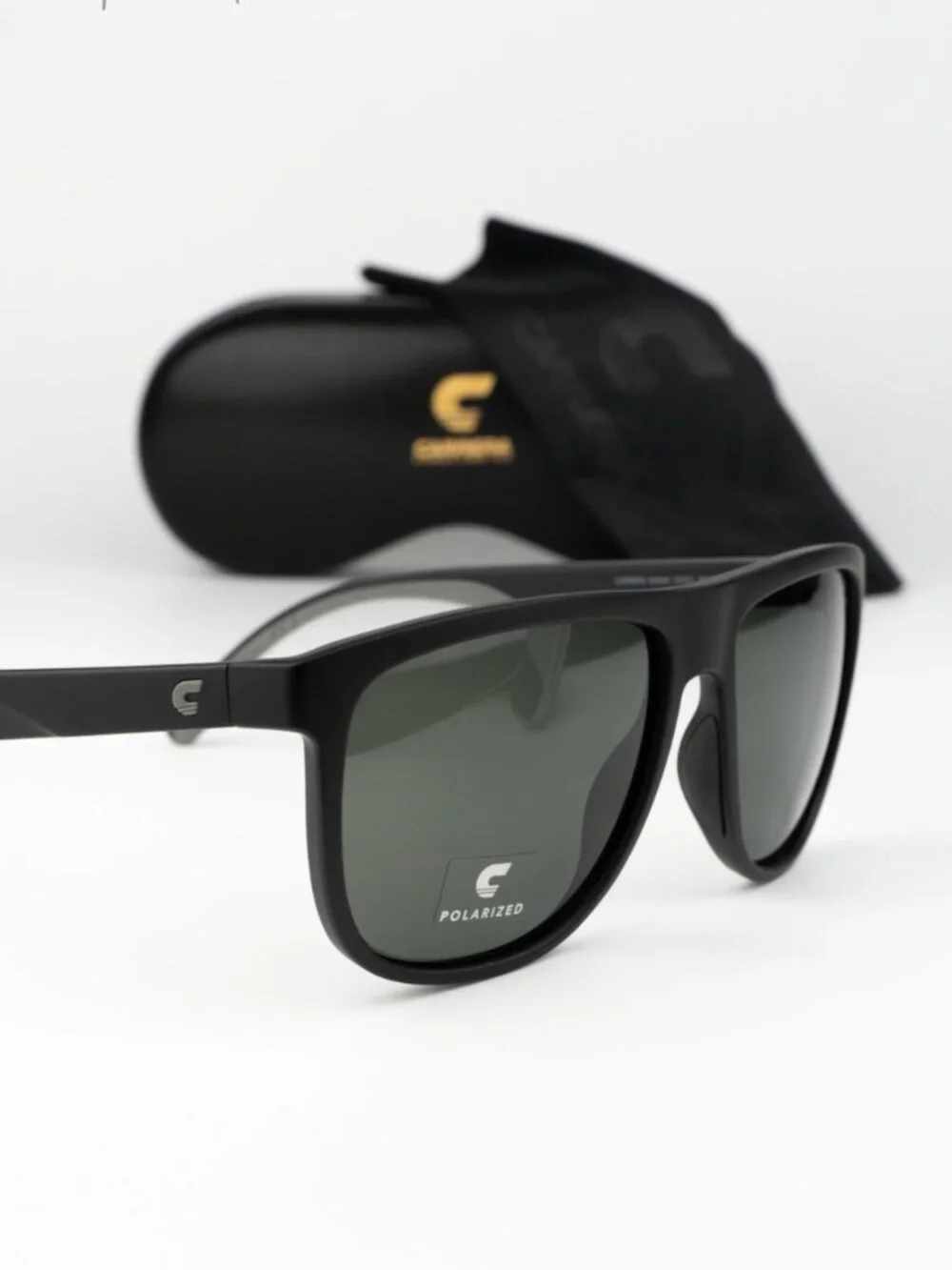 Carrera Women Sunglasses Black Green Polarized Square CARRERA 8059/S 0003 UC NEW